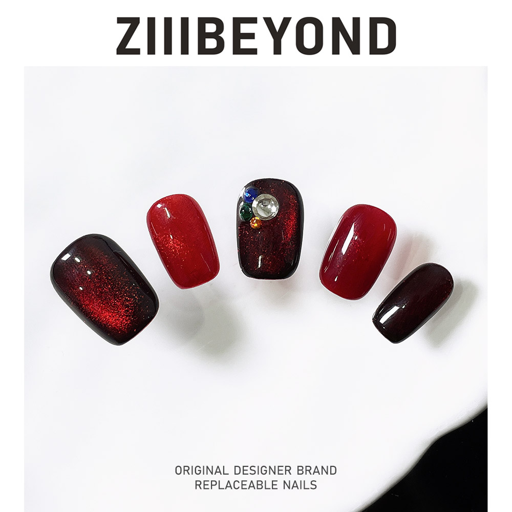 再变纯手工穿戴甲闪钻美甲