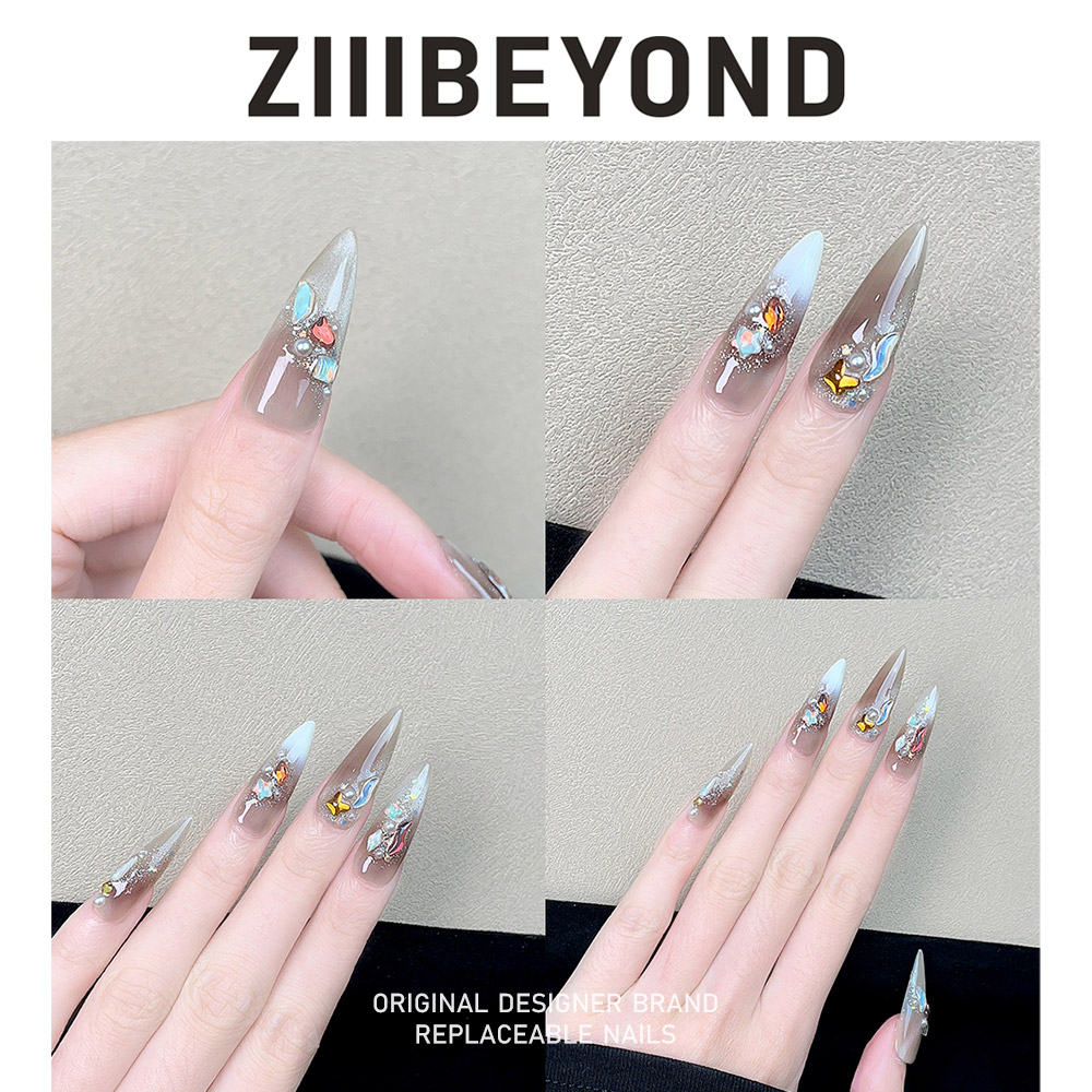 轻奢金色闪钻高级感纯手工美甲
