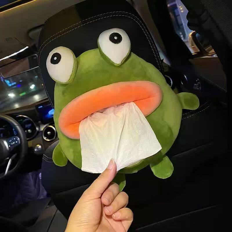 网红创意卡通挂式车载纸巾盒可爱汽车抽纸盒车内餐巾纸套女
