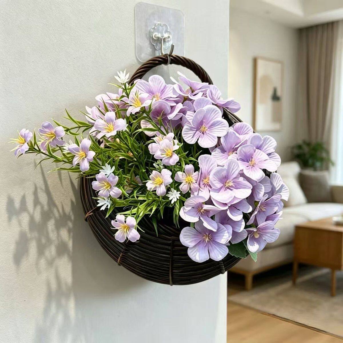 室内客厅墙面仿真塑料花篮清新挂墙壁挂假花装饰花卉挂件