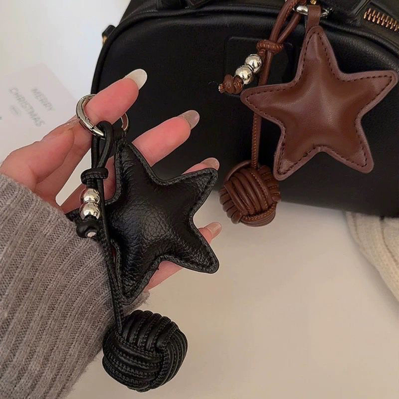开春仿皮质感星星挂绳书包挂件皮革钥匙扣送礼配饰