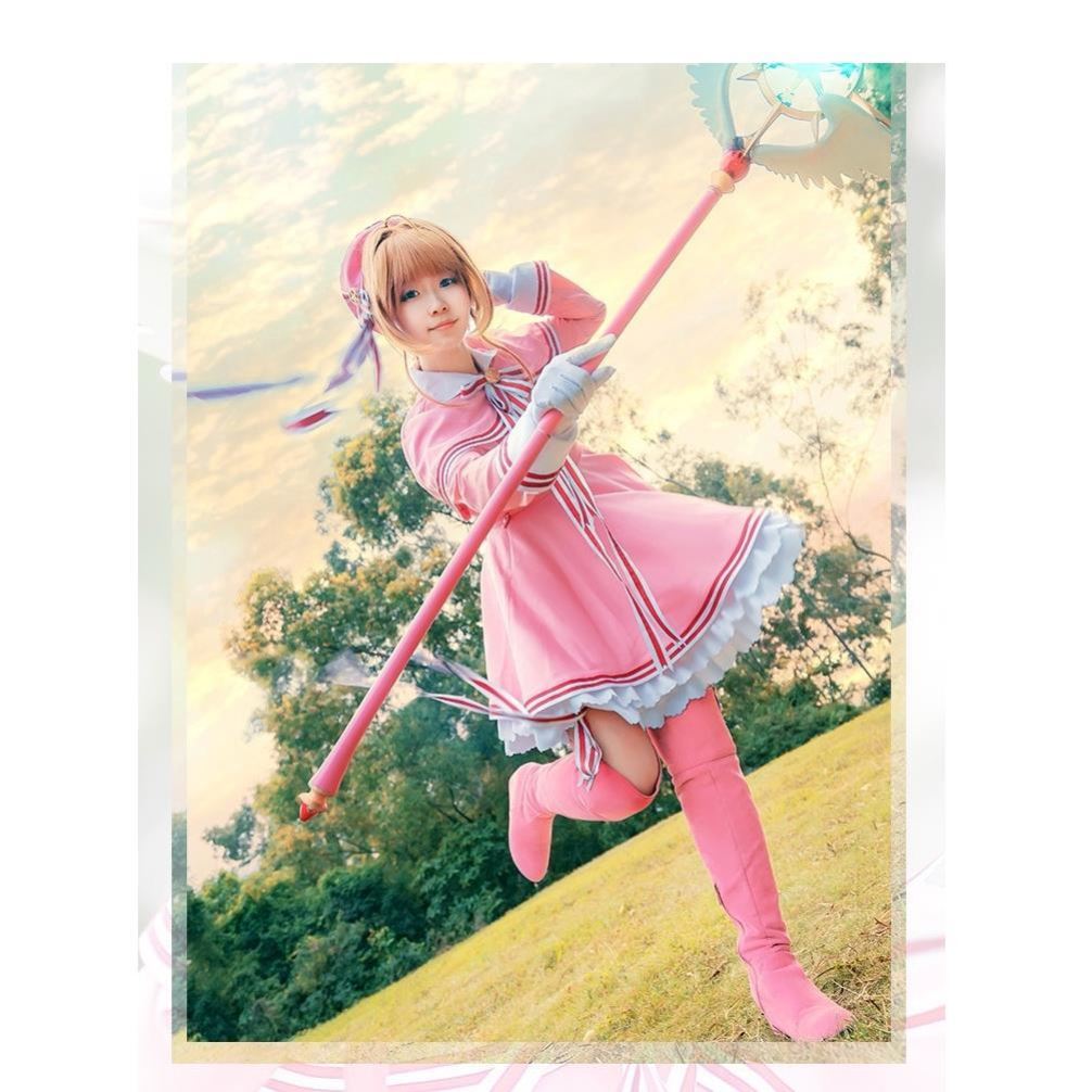 魔卡少女樱cos服新封面洋装战斗服粉红小樱cosplay服装透明卡牌篇