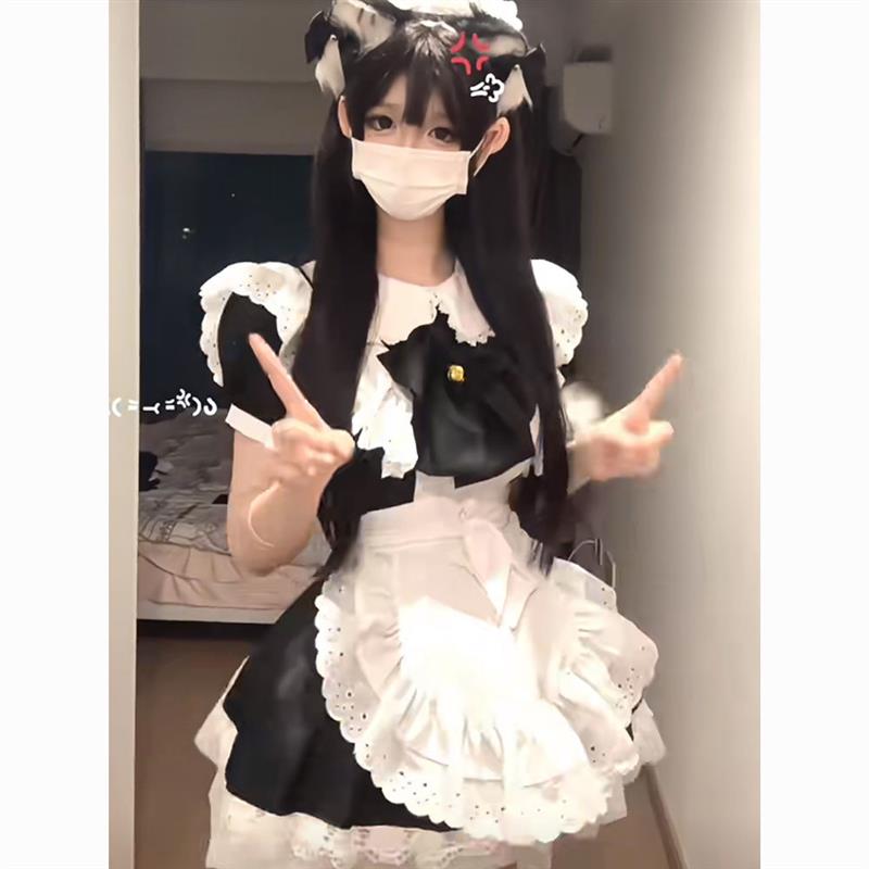 围裙lolita百搭新款女仆小厨娘洛丽塔cos动漫中华风纯欲风学院风.