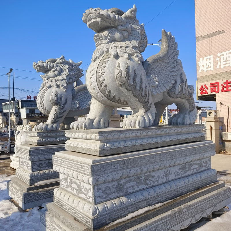 石雕貔貅一对天然花岗岩汉白玉貔貅酒店庭院公司工厂门口动物摆件