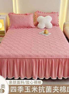 类床裙单件新款纯棉夹棉加厚床罩床裙款防尘罩床套遮丑