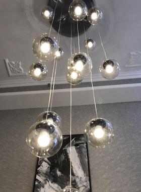 创意楼梯吊灯简约现代别墅复式楼旋转长北欧大气客厅灯具楼道灯