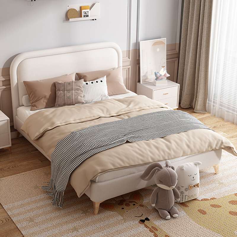 儿童皮床全实木青少年男孩女孩单人1.2m现代小户型公主床儿童房