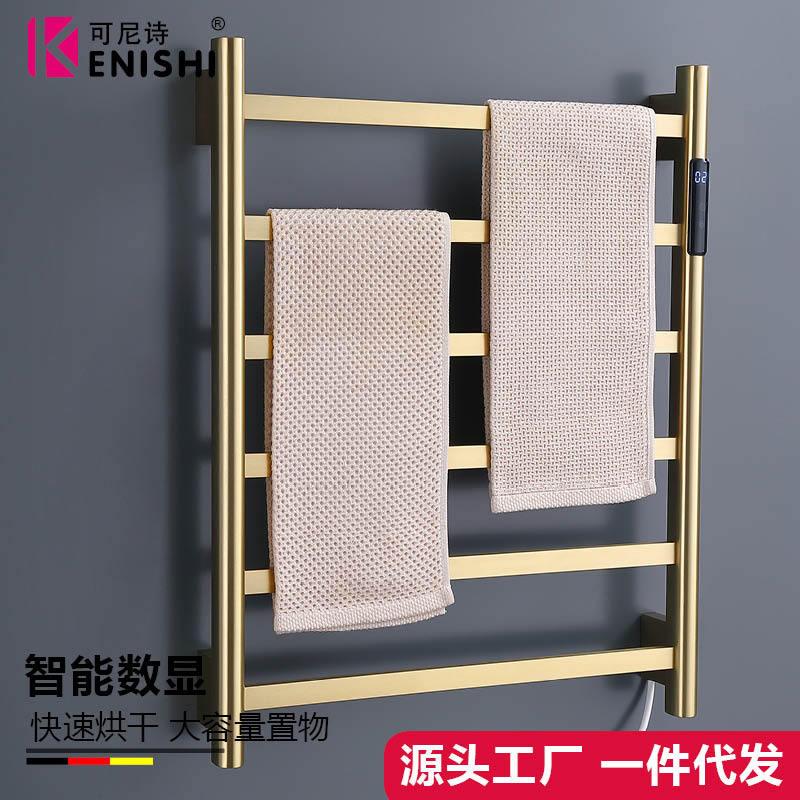 广东开平电热毛巾架智能数显控温拉丝金毛巾杆浴室触屏电热挂件
