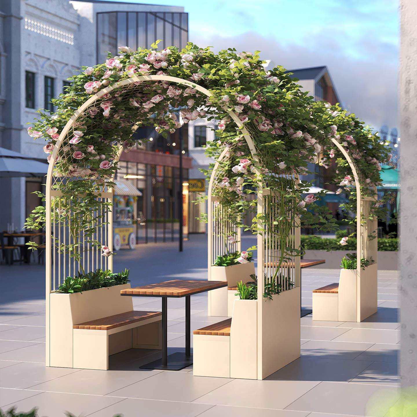 庭院金属拱门花架座椅不锈钢休闲椅花园广场露天公园桌椅花箱室外,金属材料及制品,金属加工件/五金加工件,淘宝优惠券,粉丝福利购,淘宝优惠卷