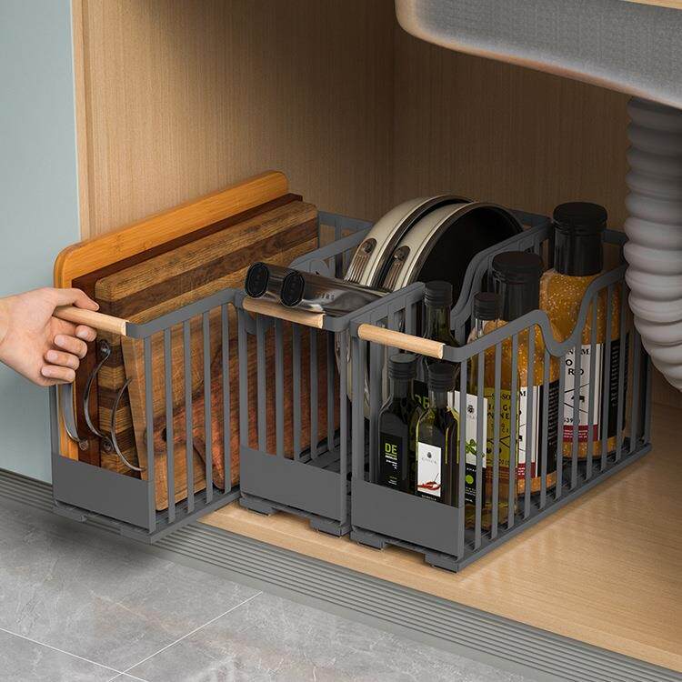下水槽置物架抽拉式极窄夹缝锅具拉篮橱柜内抽屉式案板菜板放置架