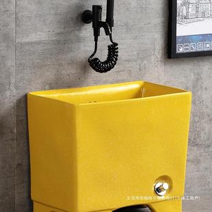 2023新款彩色高脚洗拖把池陶瓷家用阳台卫生间墩布池户外庭院水池
