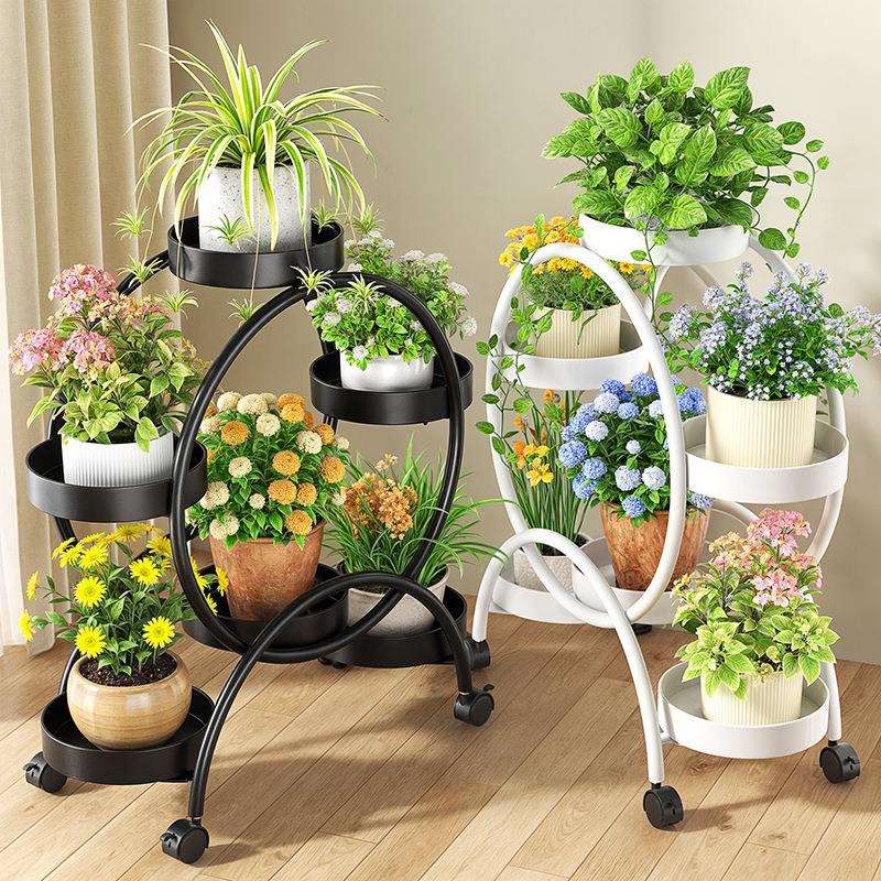花架子花盆置物架客厅落地式可移动带轮绿萝阳台花盆架多层家用