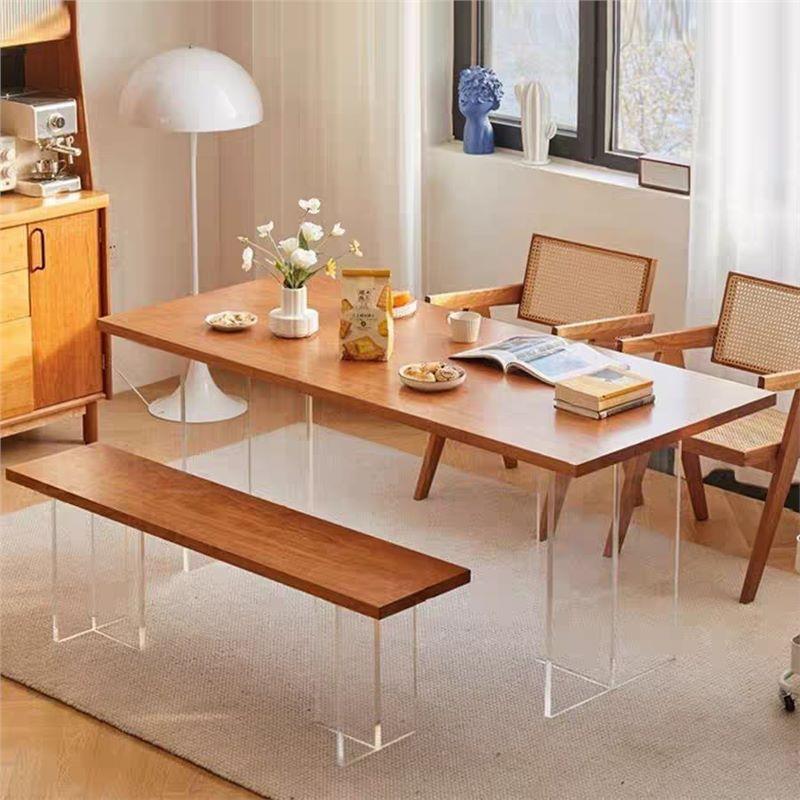 北欧实木书桌小户型创意悬浮餐桌家用餐厅多人会客洽谈桌椅组合