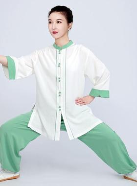 小和山太极服装女新款洋气高端棉麻亚麻太极拳练功服女夏季太极服