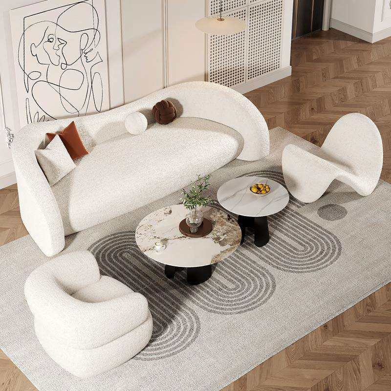 北欧办公室皮艺沙发简约商务接待异形沙发小户型客厅沙发茶几组合