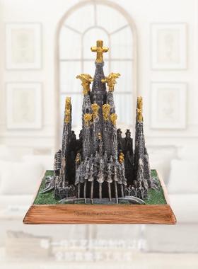 建筑模型摆件旅游树脂工艺品西班牙圣家族大教堂创意摆件