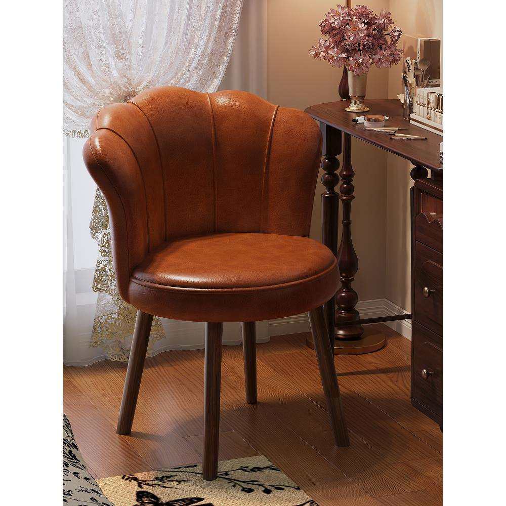 中古风实木化妆凳家用旋转化妆椅梳妆台椅子靠背凳子女生卧室轻奢