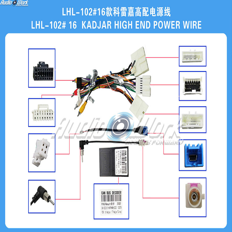 LHL-102#雷诺车载导航线材 安卓中控大屏适用于2016款科雷嘉高配