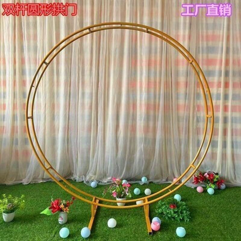 新款婚庆道具铁艺圆环架子婚礼铁艺圆环圆形拱门花门婚庆背景装饰