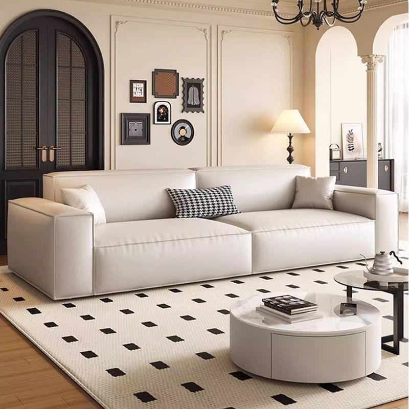 意式极简豆腐块皮艺沙发大小户型客厅直排布艺沙发三四人沙发