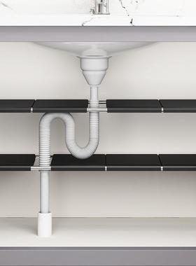 X哕1卫生间下水置物架伸缩浴室橱柜内分层收纳洗漱洗手台下整理批