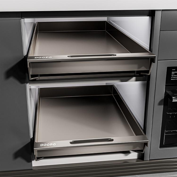 枪灰定制橱柜拉篮滚轮抽拉式厨房置物架下水槽深柜碗碟抽屉收纳