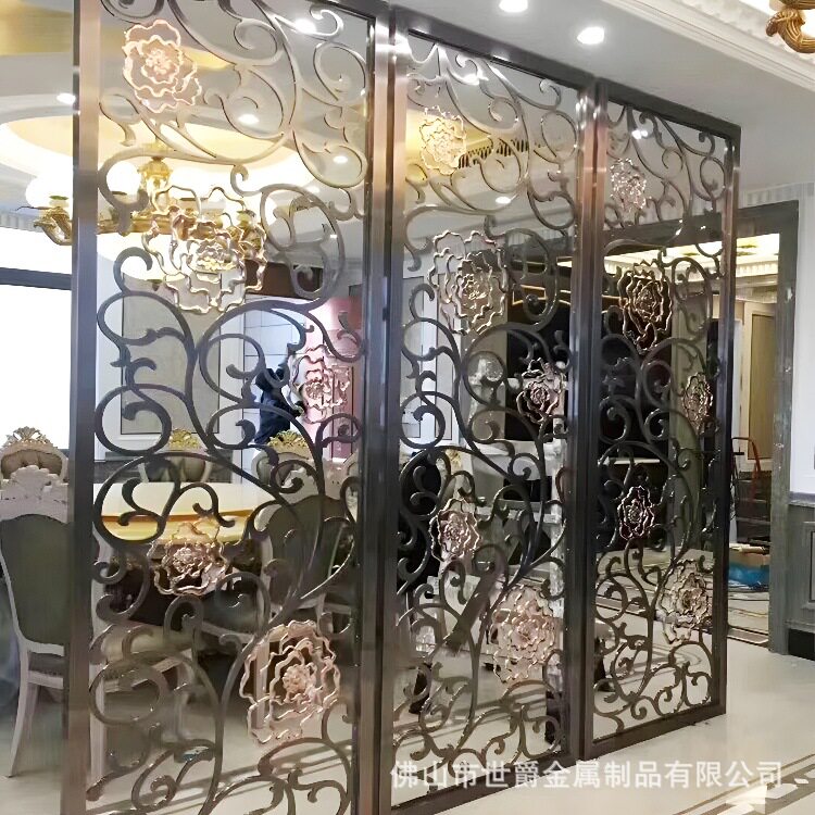 欧式仿古铜酒店别墅室内玄关铝艺屏风隔断雕刻铝合金屏风隔断厂