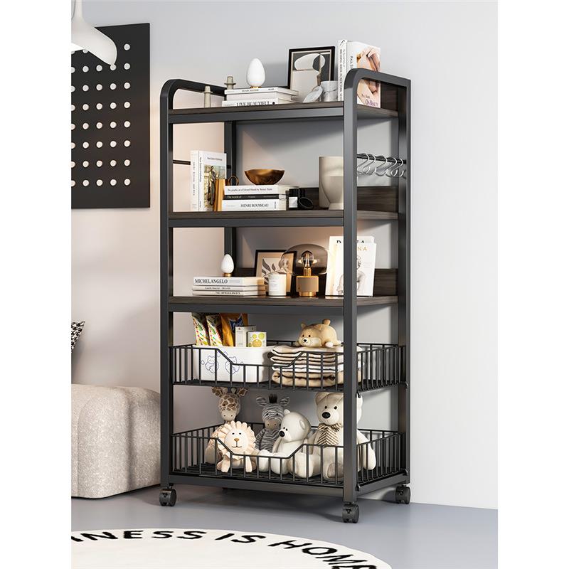 可移动书架带轮落地置物架多层玩具整理收纳架客厅储物架简易架子