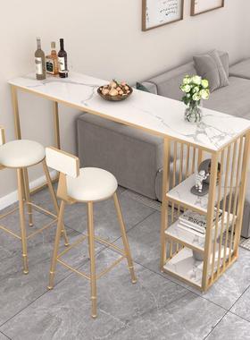 吧台桌子靠墙轻奢家用简约高脚桌客厅桌椅组合沙发阳台长条桌