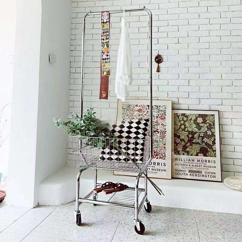 轻奢简约衣帽架卧室挂衣架家用房间衣服挂架北欧带轮移动收纳架子