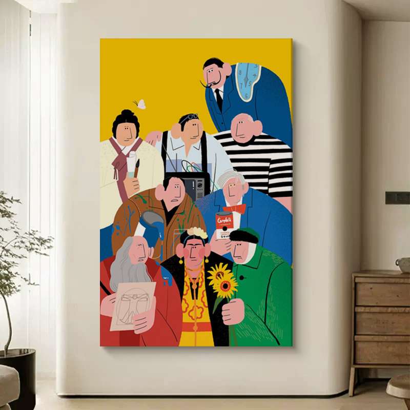 玄关大幅油画客厅手绘装饰画儿童房动漫卡通人物艺术挂画丙烯壁画图片