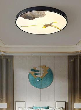 新中式全铜过道吸顶灯玄关灯简约阳台灯入户灯网红轻奢走廊灯圆形