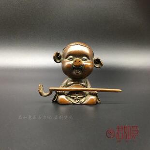 铜西游记猪八戒小摆件实心铜二师兄小铜猪九齿钉耙铜茶宠铜器