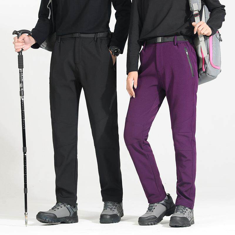 冬季户外加绒加厚冲锋裤加大码防水透气情侣长裤保暖登山裤男女款