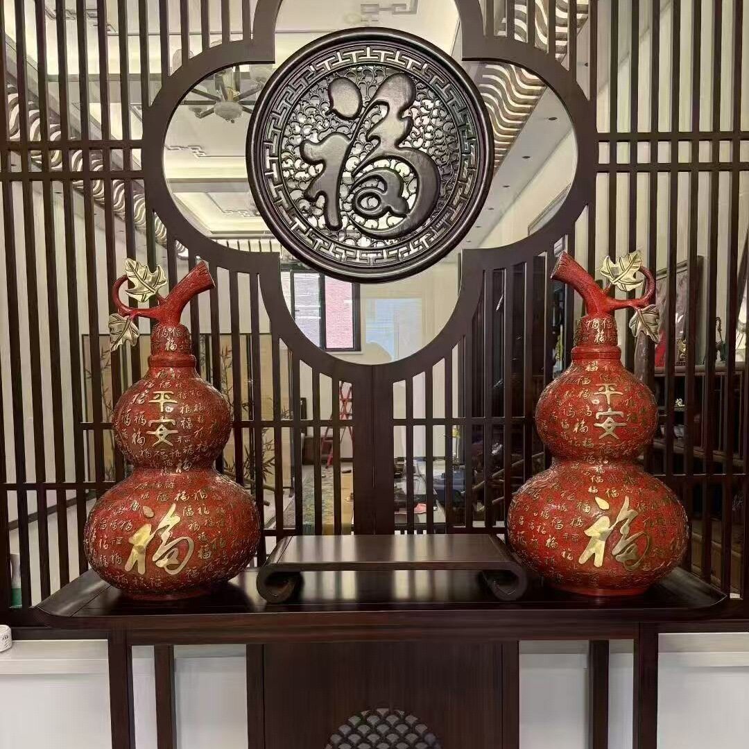 工厂直供全铜葫芦摆件招财百福葫芦开盖彩铜空心家居办公室工艺品