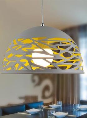 现代简约餐厅客厅吧台个性创意吊灯设计师网咖镂空铁艺灯罩吊灯