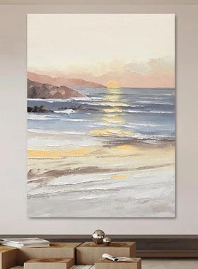 日出东方玄关油画装饰画现代简约客厅卧室挂画风景纯手绘肌理画
