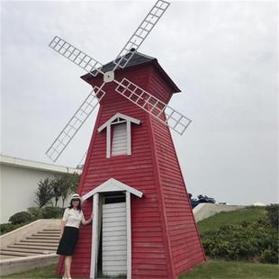 乡村田野室外观光装 置艺术拉花风车大型铁艺电动风车_临沂无穷大