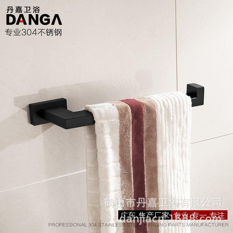 方形毛巾环单层毛巾挂黑色烤漆简易儿童毛巾挂架金属款D8009H