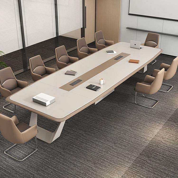 大型烤漆会议桌长桌简约现代办公工作台会议室洽谈接待桌椅组合