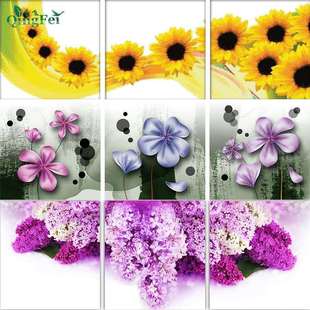 青飞精准印布向日葵十字绣丁香花三色花草花卉浪漫温馨客厅