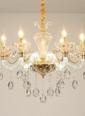 欧式客厅水晶灯餐厅卧室吊灯发光蜡烛灯具创意大气别墅大厅蜡烛灯