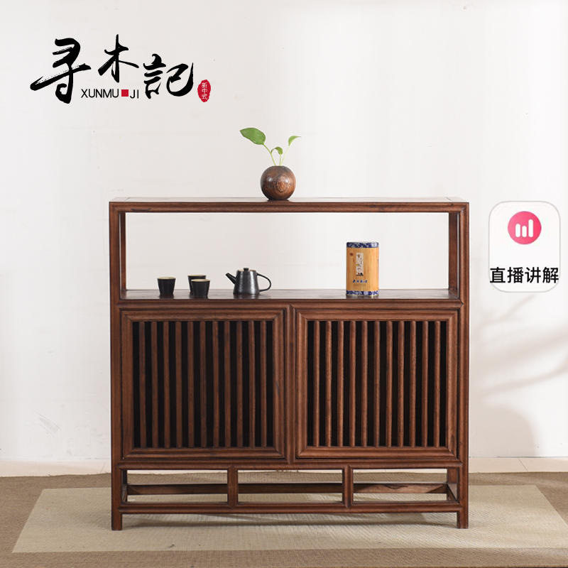 新中式餐边柜实木入户门厅玄关柜茶室小矮柜客厅隔断柜茶水正Tω