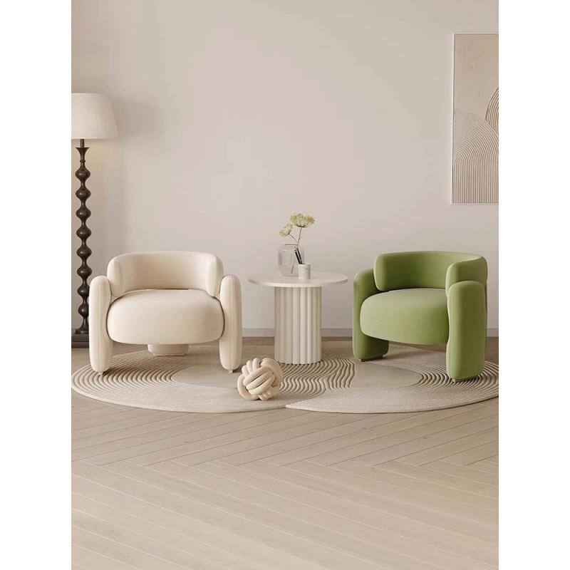 奶油风网红单人沙发小户型会客区接待洽谈桌椅组合售楼处商务休闲