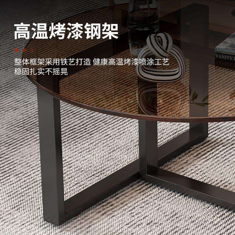 圆形玻璃茶几客厅轻奢圆茶几小户型现代简约家用茶桌极简玻璃桌