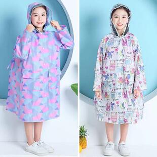 雨衣雨披时尚 徒步长便携风衣学生书包外套 防水户外儿童小孩款 新款