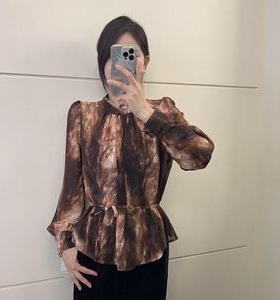 S98537 复古高级上衣新款时尚宽松衬衫衬衣