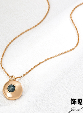 新中式水草玛瑙毛衣链光面高级感轻奢项链小众简约精致S925银颈饰