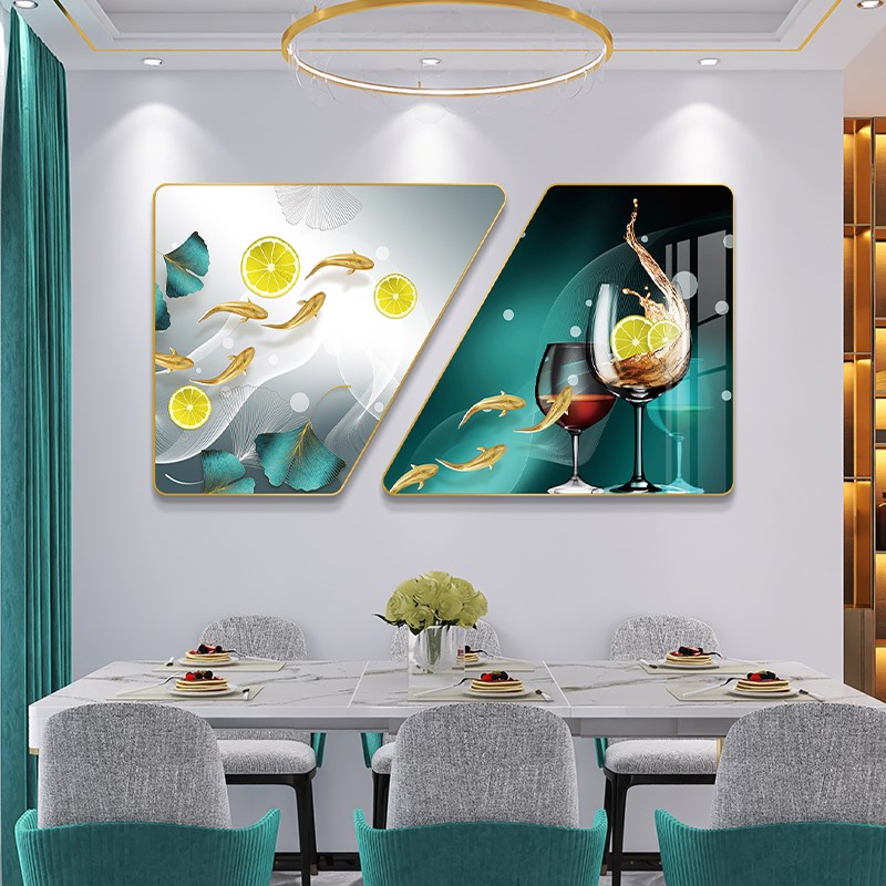 包安装现代简约餐厅装饰画饭厅背景墙画I酒杯轻奢创意客厅组合挂图片