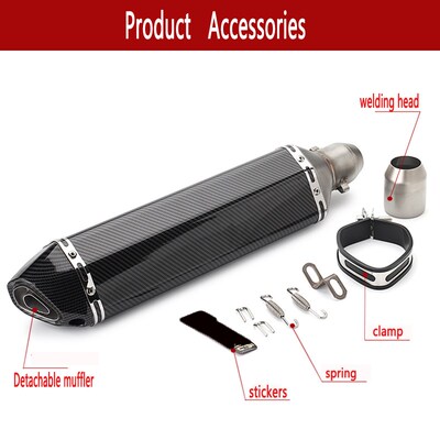 Universal 51mm Emxhaust Motorcycle Carbon Fiber Muffler Exha